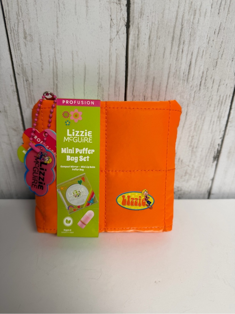 Lizzie McGuire Profusion Cosmetics 3 Piece Mini Puffer Bag Set Orange NWT